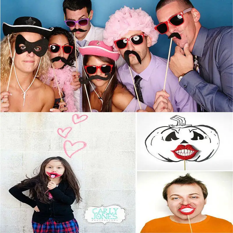 22 шт. Photocall Забавный Рот Придерживайтесь Photo Booth Свадебный декор Photobooth День рождения украшения для взрослых для фотосессии реквизит