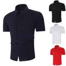 JAYCOSIN футболки Для мужчин отложной воротник короткий рукав Твердые самые уютные Формальные Для мужчин Популярные Гавайи Повседневная рубашка человек May23 P35