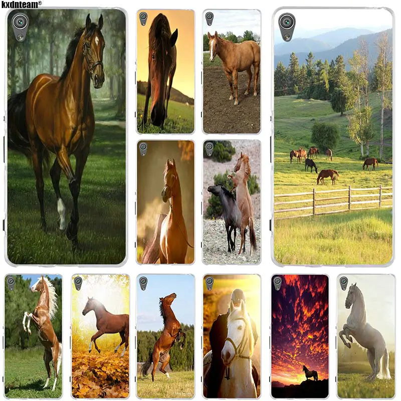 

Soft Phone Case For Sony Xperia XA Z1 Z3 Z5 Compact Z2 Z4 E3 E5 M2 M4 M5 T3 Cases Cover Coque Horse Silhouette On Mountain Range