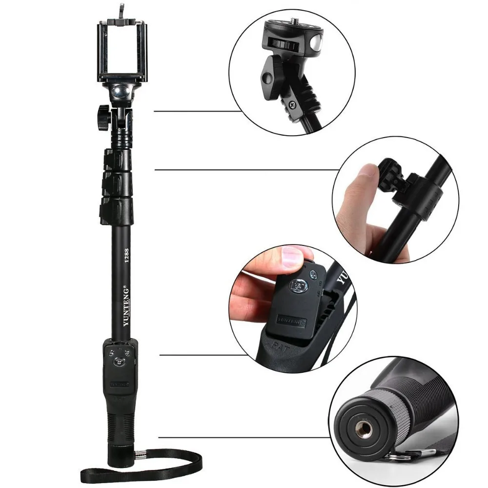 YunTeng YT 1288 selfie stick bluetooth 50 Handheld Monopod with Bluetooth Remote Control Shutter for Cell