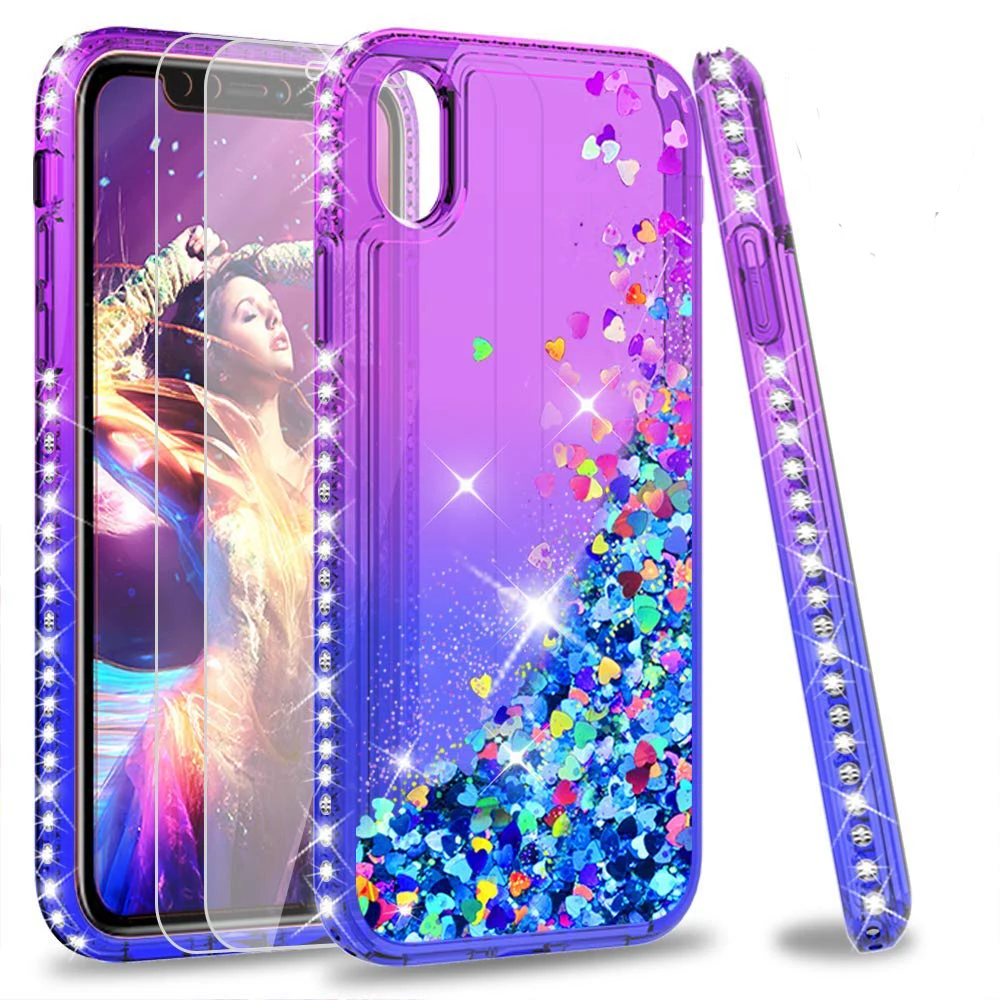 

Diamond Glitter Case For iPhone 5 5s SE 6 6S 7 8 Plus X XS XS max XR Coque Liquid Quicksand Floating Shiny Sparkle Flowing Cover