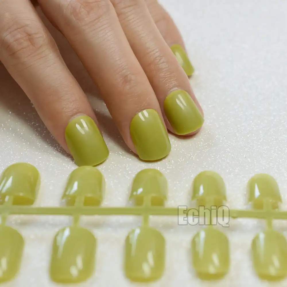 24pcs Kit Candy Olive Green Nail Tips Short Design Fake Nails Faux Ongles Full Cover False Acrylic Nails Art Design Tips P207 Nail Tips Short Designer Nail Tipsnail Tips Aliexpress