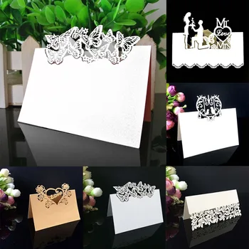 

Brand New And Hot Sale 50Pcs/Bag Laser Cut Heart Shape Table Name Card Place Card Name Number Wedding Party # 287708