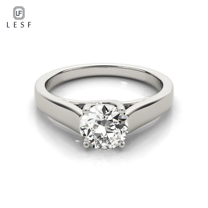 

LESF 925 Sterling Silver 1 Carat Moissanite Diamond Engagement Ring Simple Finger Ring Fashion Jewelry For Women