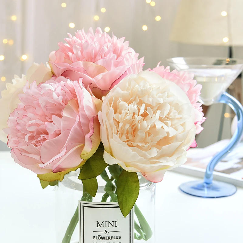 5 Heads Artificial Flowers European Peony Bouquet For Christmas Home Party Wedding Decoration Silk Peonies Cheap Fake Flowers Artificial Dried Flowers Aliexpress