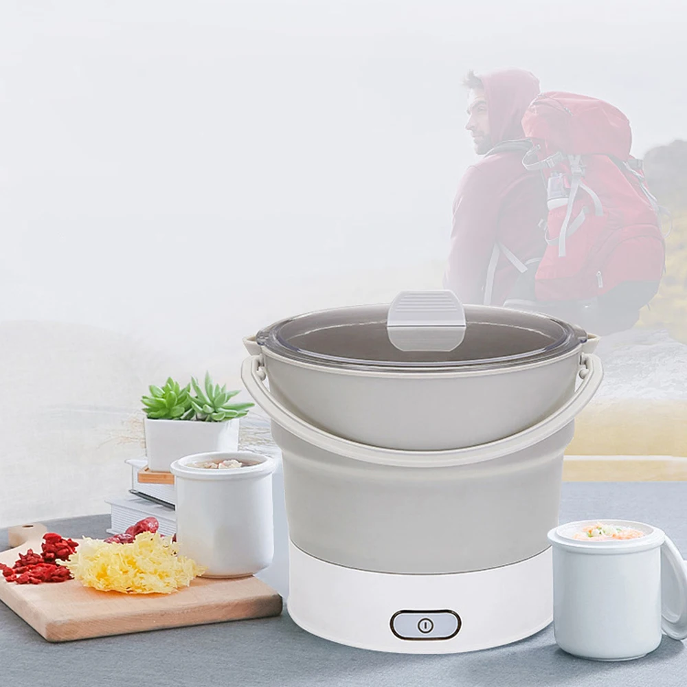 

Folding Electric Kettle Compressed Travel Heated Food Container Heated Lunch Box Cooker Portable Hot Pot Cooking Tea US/EU Plug