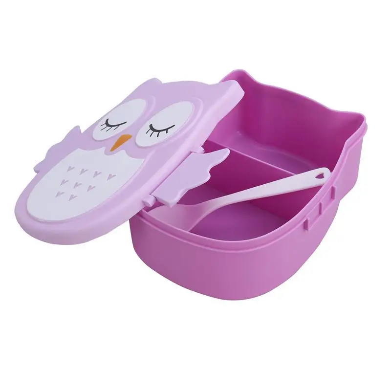 

ROSENICE Cute Owl Pattern Students Lunch Box with Spoon Portable Kids Bento Box Food Fresh Container Camping Picnic Storage