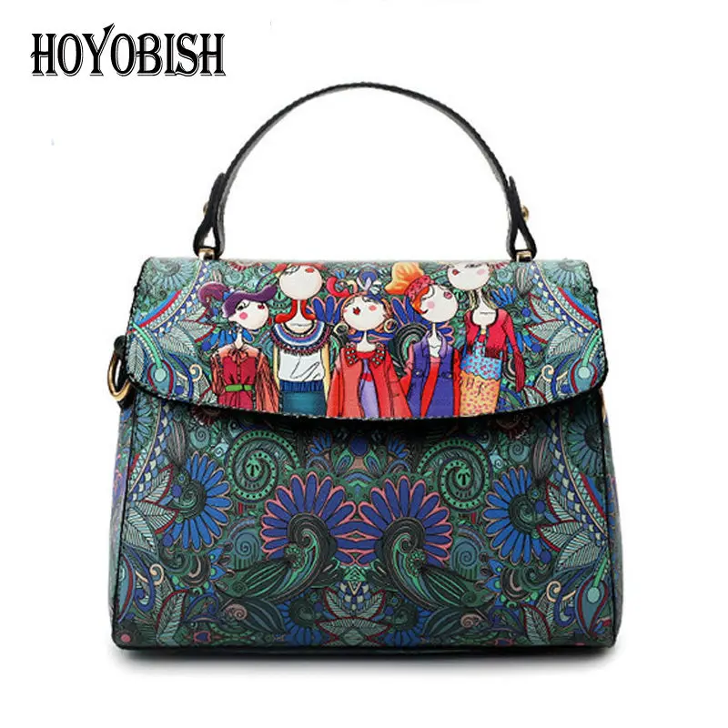 

HOYOBISH Green Forest Printing Handbag Shoulder Bags For Adolescent Girls Famous Design Crossbody Bag For Young Women 2018 OH069