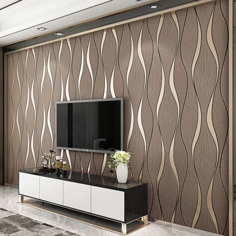3dストライプの壁紙ロール テレビの後ろの壁の装飾 家のためのモダンな装飾紙 Striped Wallpaper Wallpaper For Wallswall Paper Modern Aliexpress