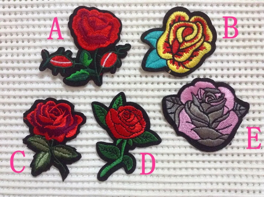 Dyed polyester yarn embroidery Flora style patch, iron on BAG, CLOTHES