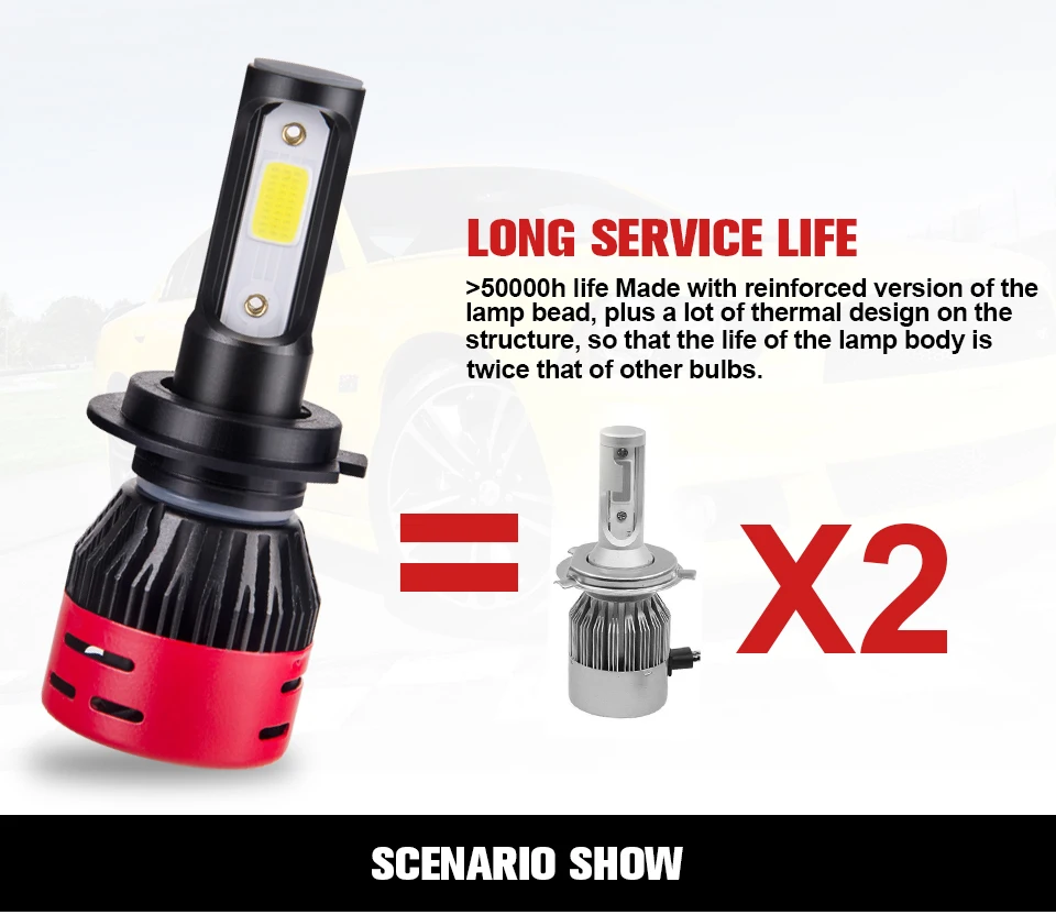 Mini H7 Led Bulb H4 Led Car Headlight 12V 72W 8000LM H1 H3 H8 H9 H11 LED Car Lights 6500K 9005 9006 9012 COB Chips Led Lamp Auto (8)