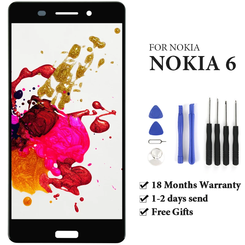 ЖК дисплей с сенсорным экраном для Nokia 6 сменный без битых пикселей 6|Экраны