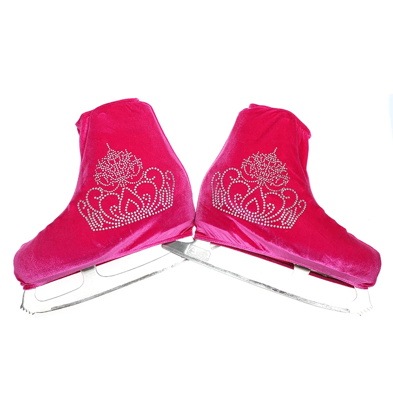 

15 colors child adult velvet ice figure skating shoes cover roller skate fabric accessories sky blue big crown rhinestone