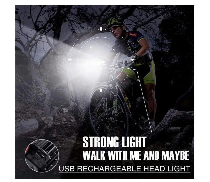 5000 Lumen 8.4V Rechargeable Cycling Light Bicycle Bike LED Front Rear Lamp Set