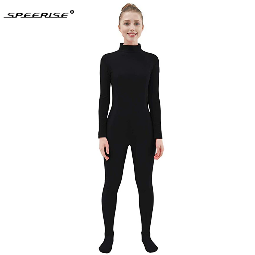 SPEERISE взрослый полный тело Zentai черный лайкра спандекс ноги обтягивающие облегающие комбинезоны костюм для женщин Unitard человек Косплей костюмы