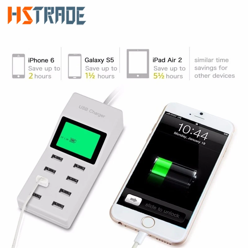 Goedkoop HSTRADE Smart 8A USB lader Met Lcd scherm Met 8 USB power poorten Voor iphone Samsung S7 S8 S9 Mobiele telefoon quick charger