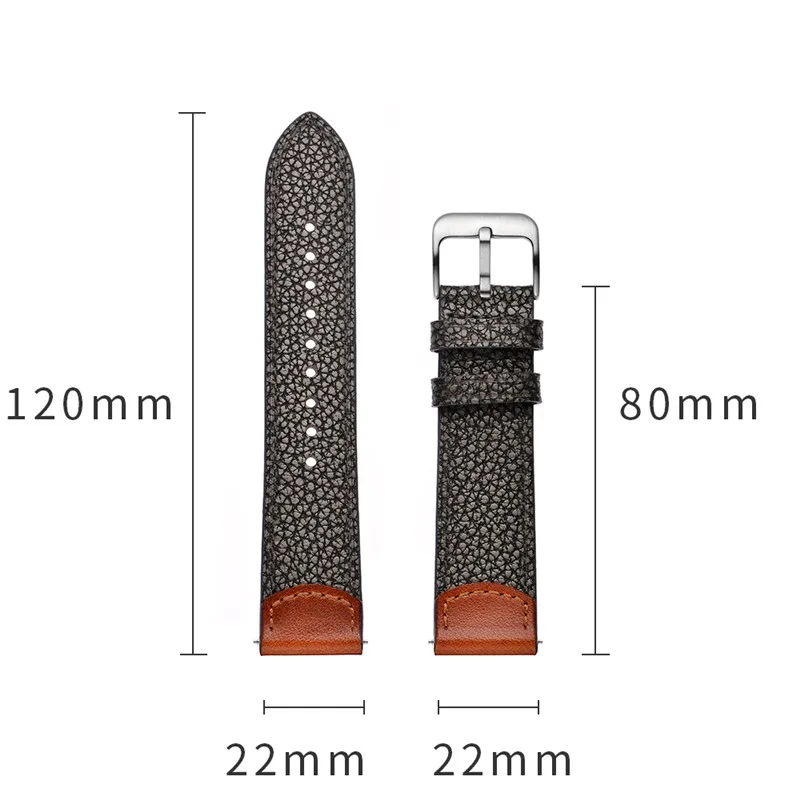 Кожаный ремешок для huawei watch GT GT2 ремешок 22 мм ширина мягкие черные ремешки с пряжками для honor magic/galaxy watch 46 мм ремень
