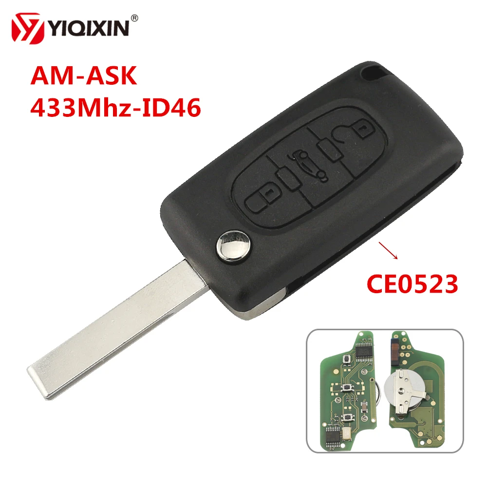 Chiave/Telecomando Per Citroen C3 C4 - ce0523 Hu83 3 Bottoni A Distanza Di Vibrazione Di Tasto Del Tronco 433mhz Id46 Pcf7941 Chip Peugeot 307 308 Citroen - HTB1zsTXdjfguuRjy1zeq6z0KFXa8