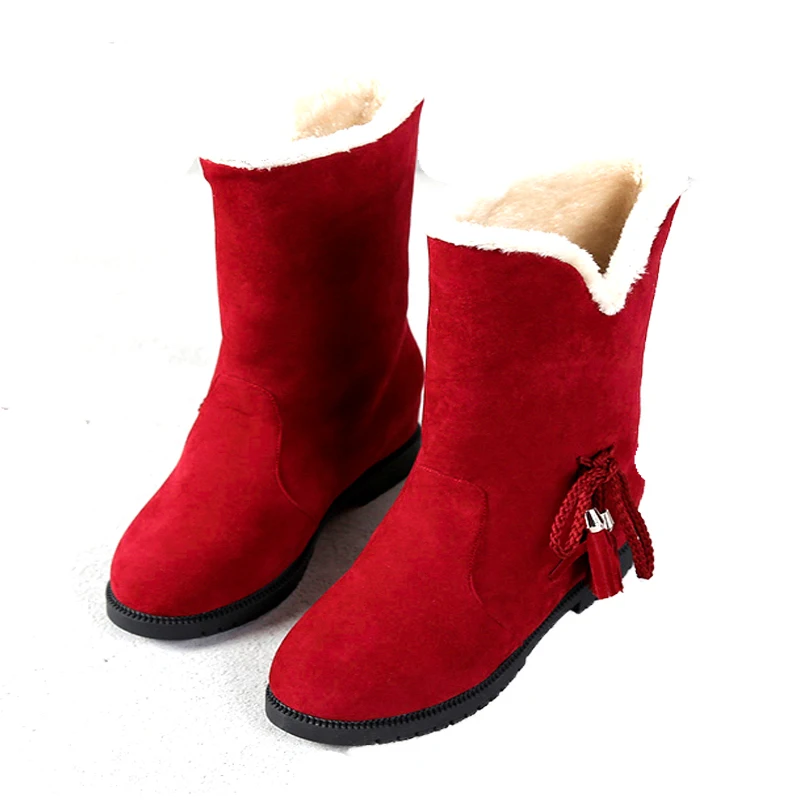 

women snow boots round toe heigth increasing warm faux fur winter snow boots mid calf student shoes women winter snow boots shoe