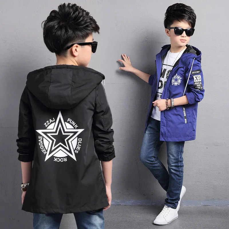 Children's Windbreakers Jackets For Boys Hooded Coat Spring Autumn Boy