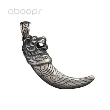 

Vintage Matte Solid 990 Sterling Silver Wolf Teeth Pendant Jewelry for Men Boys Free Shipping