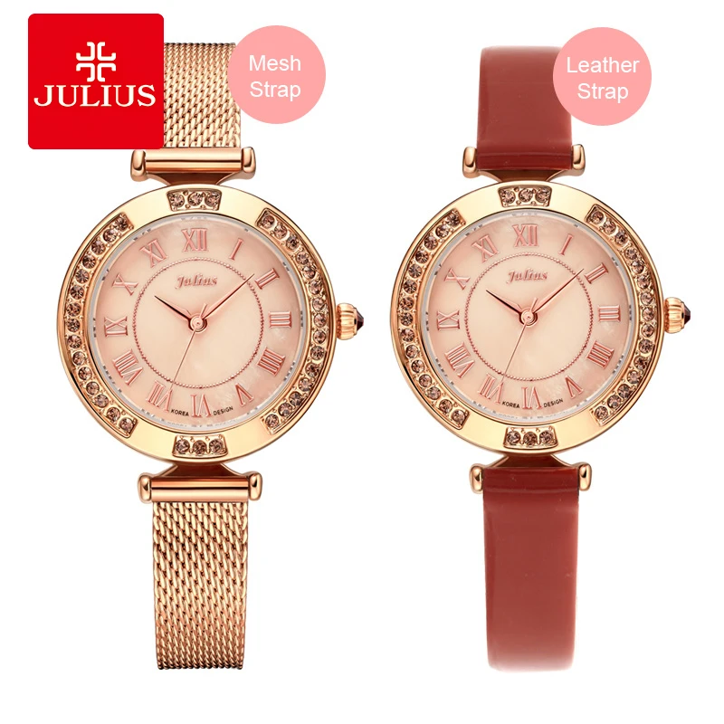 

JULIUS Ladies Rose Gold Quartz Wrist Watches Get Free Watch Strap Womens Golden Luxury High End Waterproof Dress Watch C1