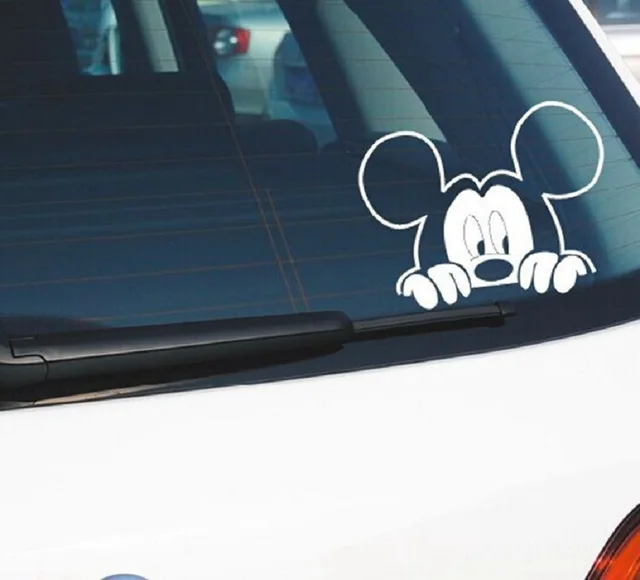 Funny Car Sticker Cute Mickey Minnie Mouse Peeping Cover Scratches