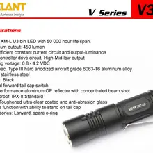 Crelant V31A светодиодный фонарик Cree XM-L2 светодиодный 450 люмен светодиодный тактический фонарь маленькое тело 1* CR123A легко crarry на каждый день