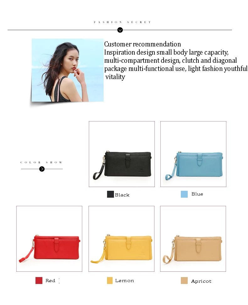 Luxury Fashion Women Wallets Lady Coin Purse Clutch Wrist Bag Girl Coin Pocket 100% Genuine Cowhide Leather Multi-function Purse    H40101394- (5)