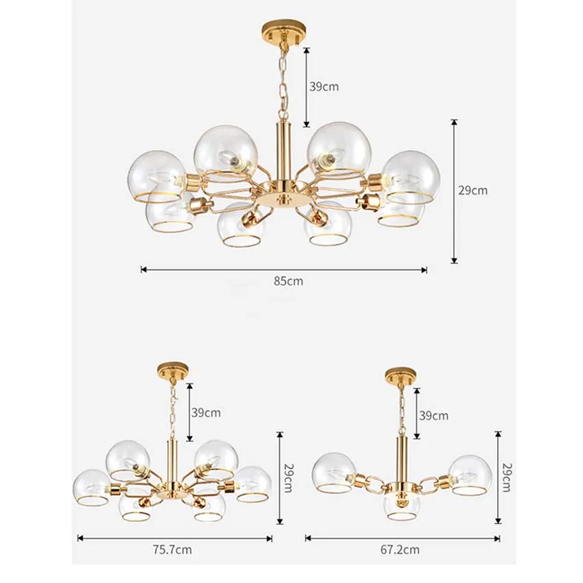 Скандинавские Современные Золотой Кулон лампы 3/6/8 головок E14 ясный стеклянный шар пузырь железные подвесные светильники для гостиной, спальни ресторана