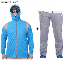 Полярный светильник, набор для рыбалки, рубашка и брюки, дышащий, защита от солнца, анти-УФ, белый, синий, для мужчин, быстросохнущая, рыболовная рубашка, для спорта на открытом воздухе