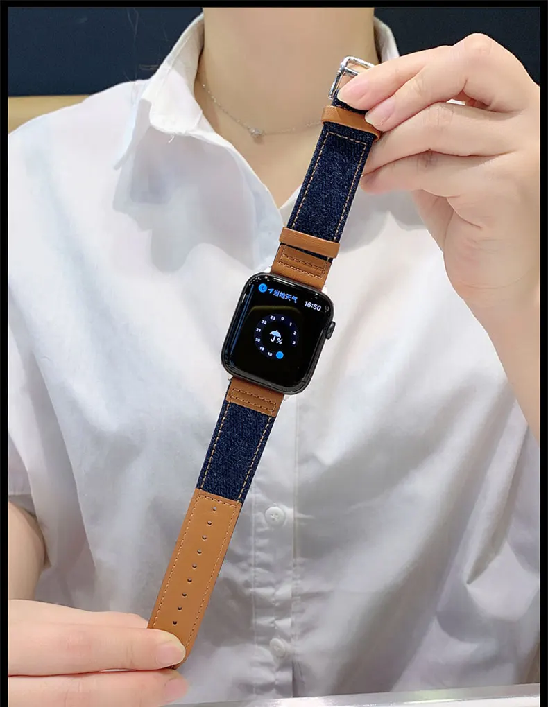 Ткань и натуральная кожа ремешок для apple watch, ремешок 42 мм, 38 мм, Версия 44 мм 40 мм apple watch 5/4/3/2/1 браслет wristbelt аксессуары