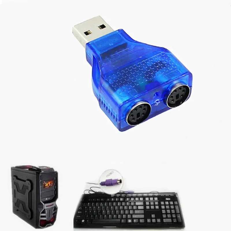

New Blue USB Male to PS2 Female Cable Adapter Converter Use For Keyboard Mouse Q99 -- DJA99