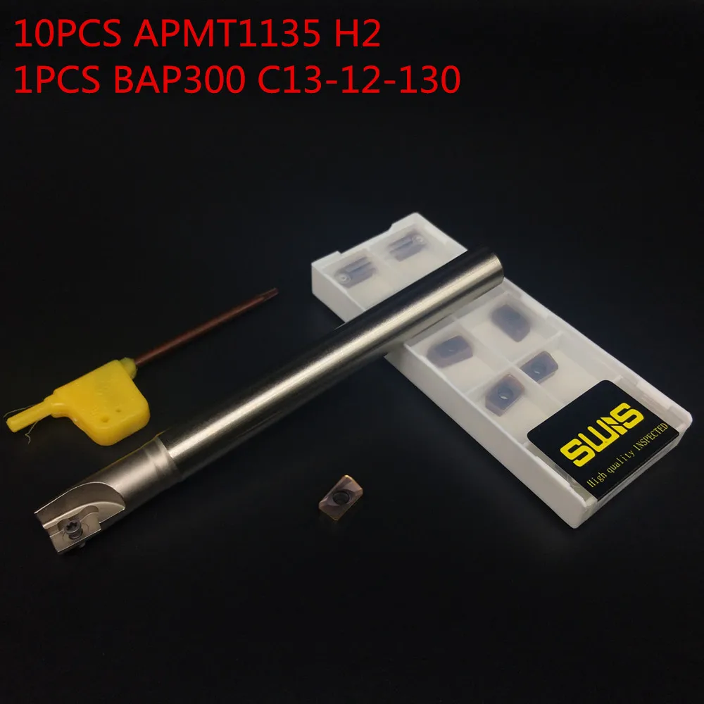10 шт. APMT1135 H2 + 1 13 мм фреза держатель BAP300R C12 130L 1F фрезы для обработки лица|cutter
