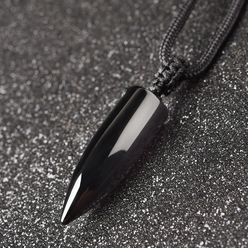 

Wholesale Black Obsidian Natural Stone Pendant Crystal Pillar Necklace Lucky Evil Spirits Transport Women Men Fashion Jewelry