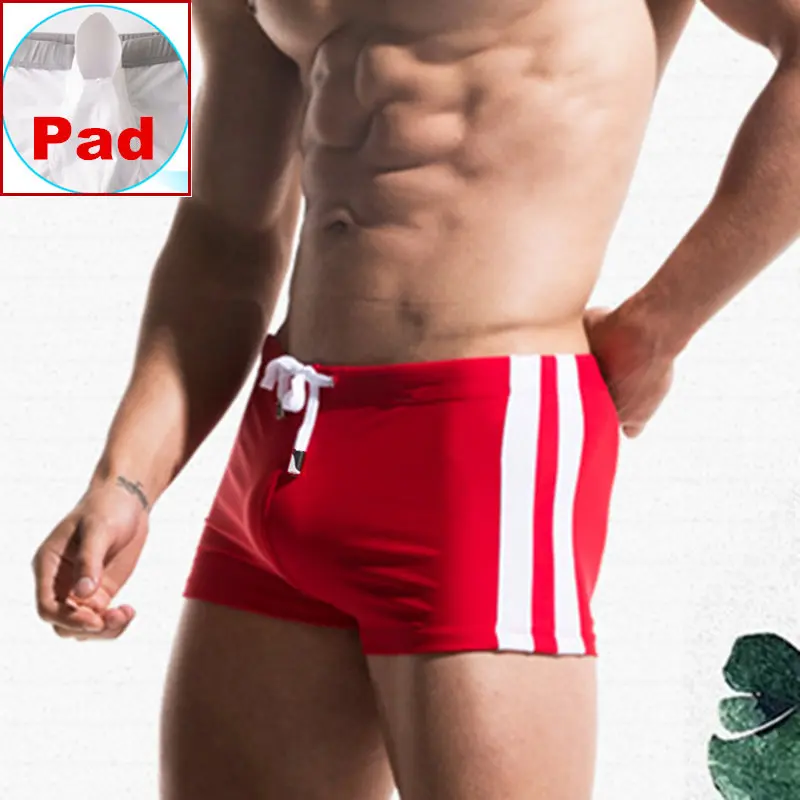 

Mens Swim Trunks Swimming Boxer Briefs Gay Swimwear Sexy Push Up Men Swimsuit Shorts Beach Bathing wear zwembroek sungas Desmiit