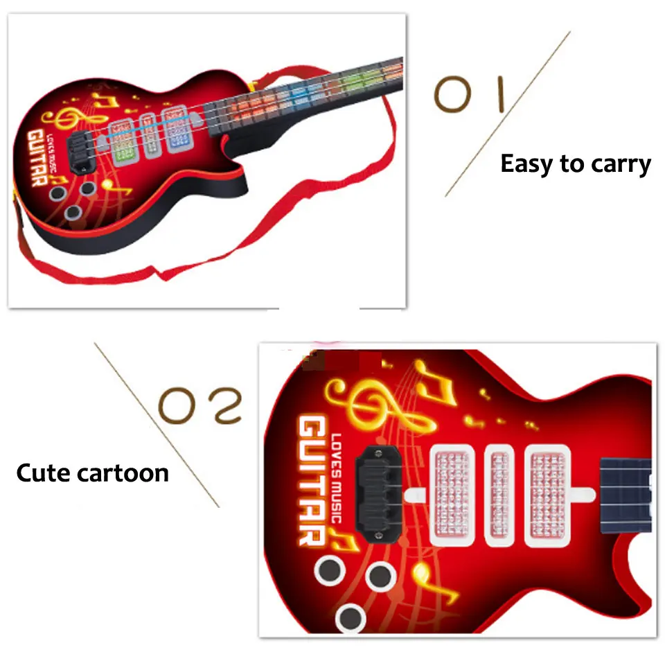 4 струны флэш музыка электрогитара дети музыкальные инструменты Развивающие игрушки для детей