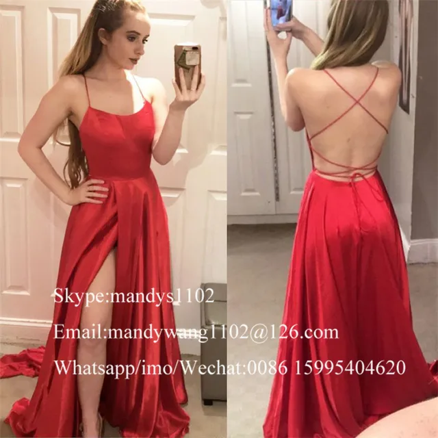 red halter prom dress