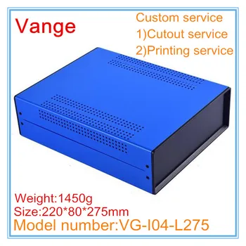 

1pcs/lot power support electronics project cases 220*80*275mm four color iron instrument box with ABS plastic panels for project