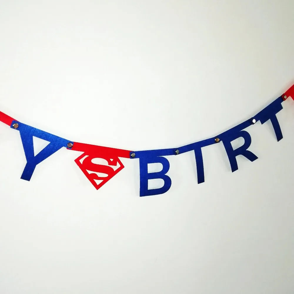 Супермен вечерние фетр счастливый плакат "с днем рождения" флаг с надписью ногтей вечерние декоративная Растяжка Бантинг для детей Товары для детей ткань