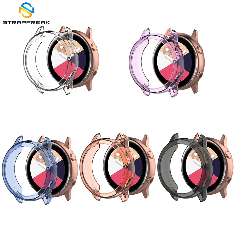 

TPU Protective Case for Samsung Galaxy Watch Active SM-R500 Ultra-Thin Clear Soft Protector Cover Shell Full Protection Frame
