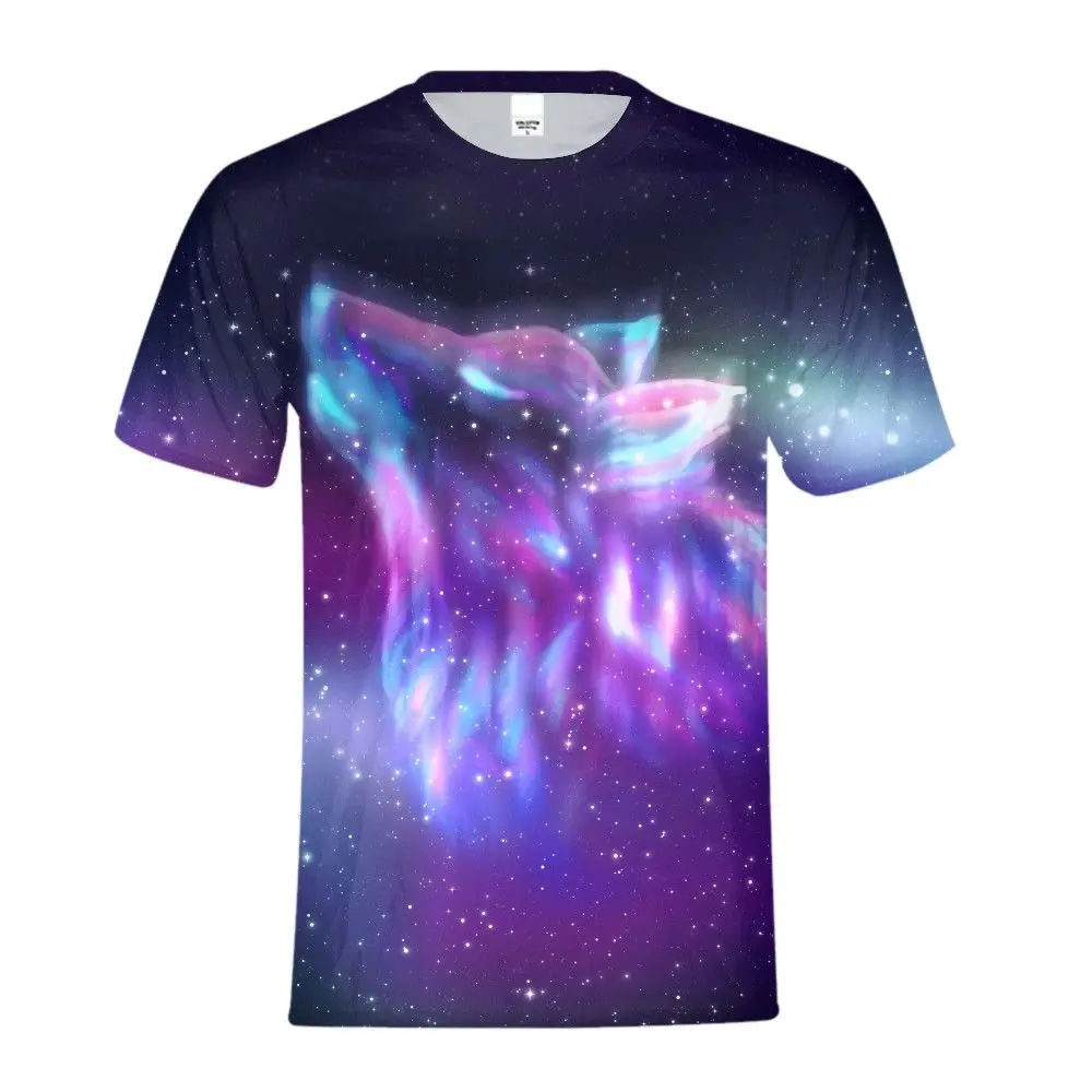 

Kids Casual Galaxy Starry Sky Wolf T-shirt Boys Girls Funny Tshirt Short Sleeve Fall Top Tees Clothes 2019 Weed Modis Streetwear