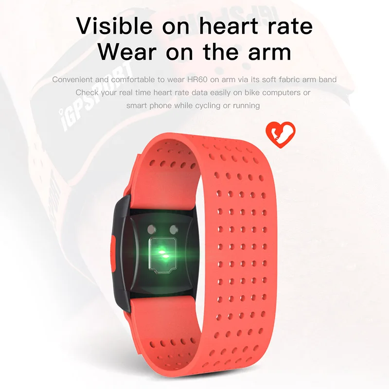 iGPSPORT Arm Photoelectric Heart Rate Monitor LED light warning HR60 Heart Rate Monitor Support bicycle Computer& Mobile APP