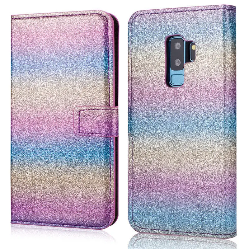 BELIAL Phone Cases for Samsung Galaxy S9 Plus Cover Glitter Wallet Leather Case for Samsung S8 S9 Plus Note 8 Case Flip Rainbow (2)