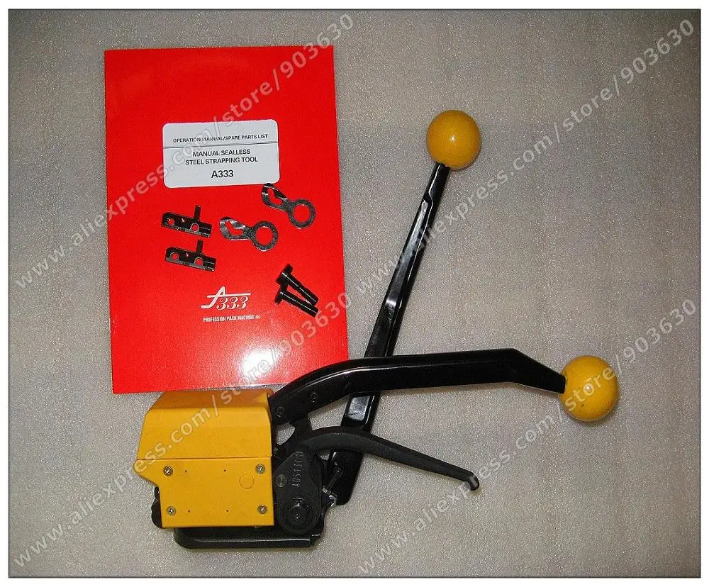 Free shipping DHL FEDEX Portable Manual combination sealless steel strapping machine buckless steel strapping tool steel strap