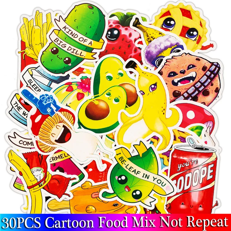 

30PCS Pack 2018 New Cute Cartoon Banana Food Stickers Set Toy Sticker For Luggage Skateboard Laptop Motorcycle Sticker