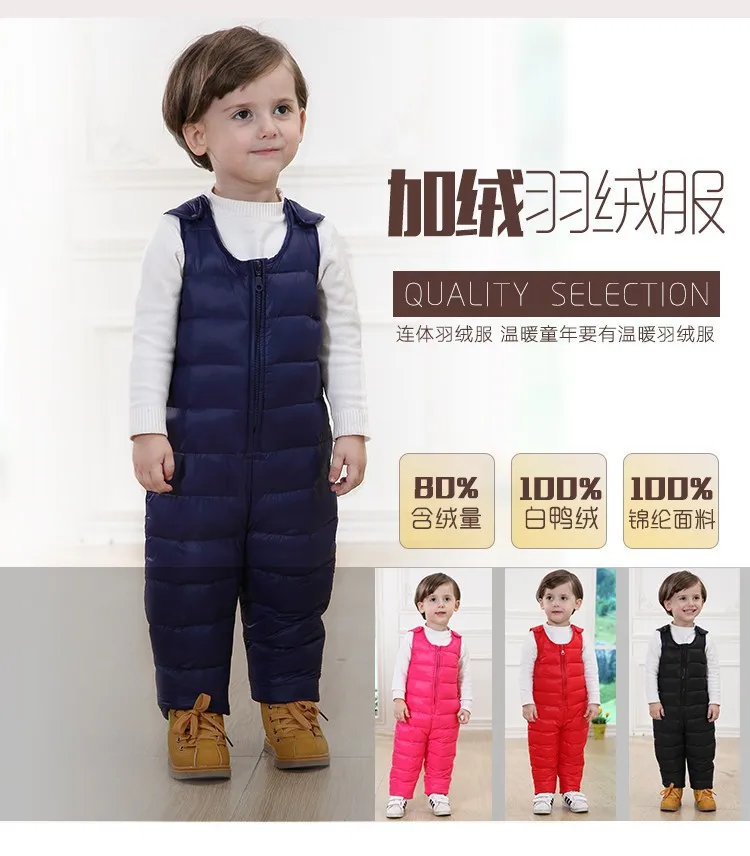 Children's Down Trousers Duck Down Boys Snowsuit Fur Baby Romper Jumpsuit Winter Overalls Thick Overalls Newborns Clothes