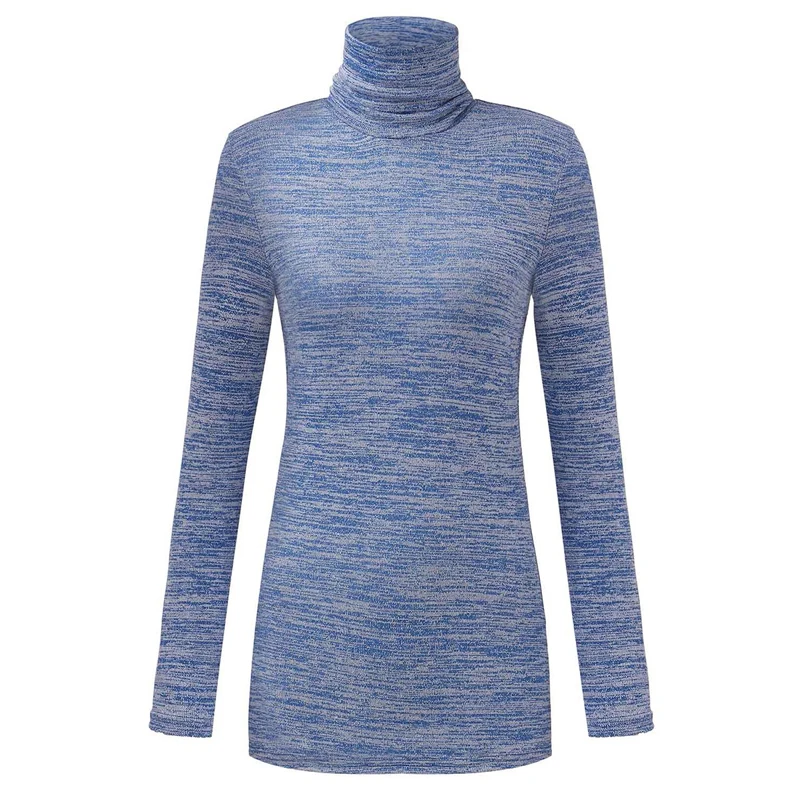 ZANZEA размера плюс, зимние женские свитера, женские водолазки, топы, осень, длинный рукав, Повседневный пуловер, вязаный джемпер, Pull Femme - Цвет: Синий