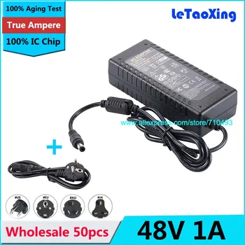 

50pcs AC DC Adapter 48V 1A Power Supply 48W with Cord Cable For LED Strip Light LED Display LCD Monitor With IC Chip