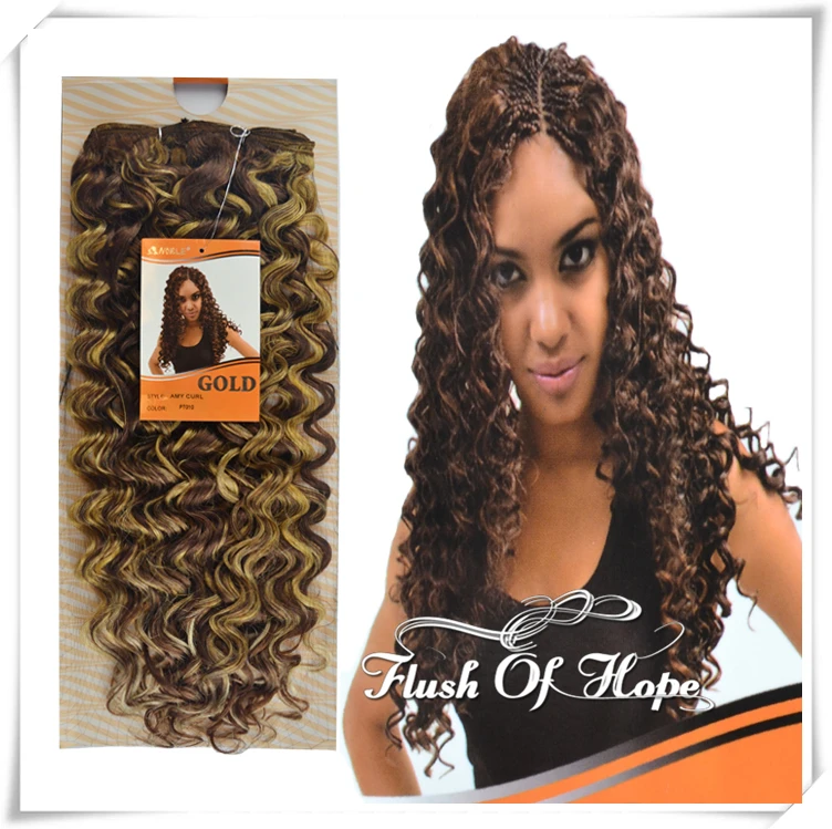 22 Inch Noble Gold Premium Synthetic Hair Weaving Weft Amy Curl